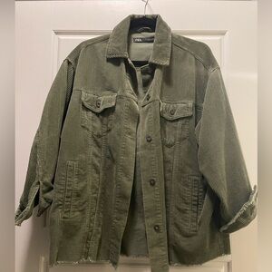 Zara jacket Corduroy green oversized jacket